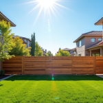 Jardin de banlieue avec clôture en bois horizontale