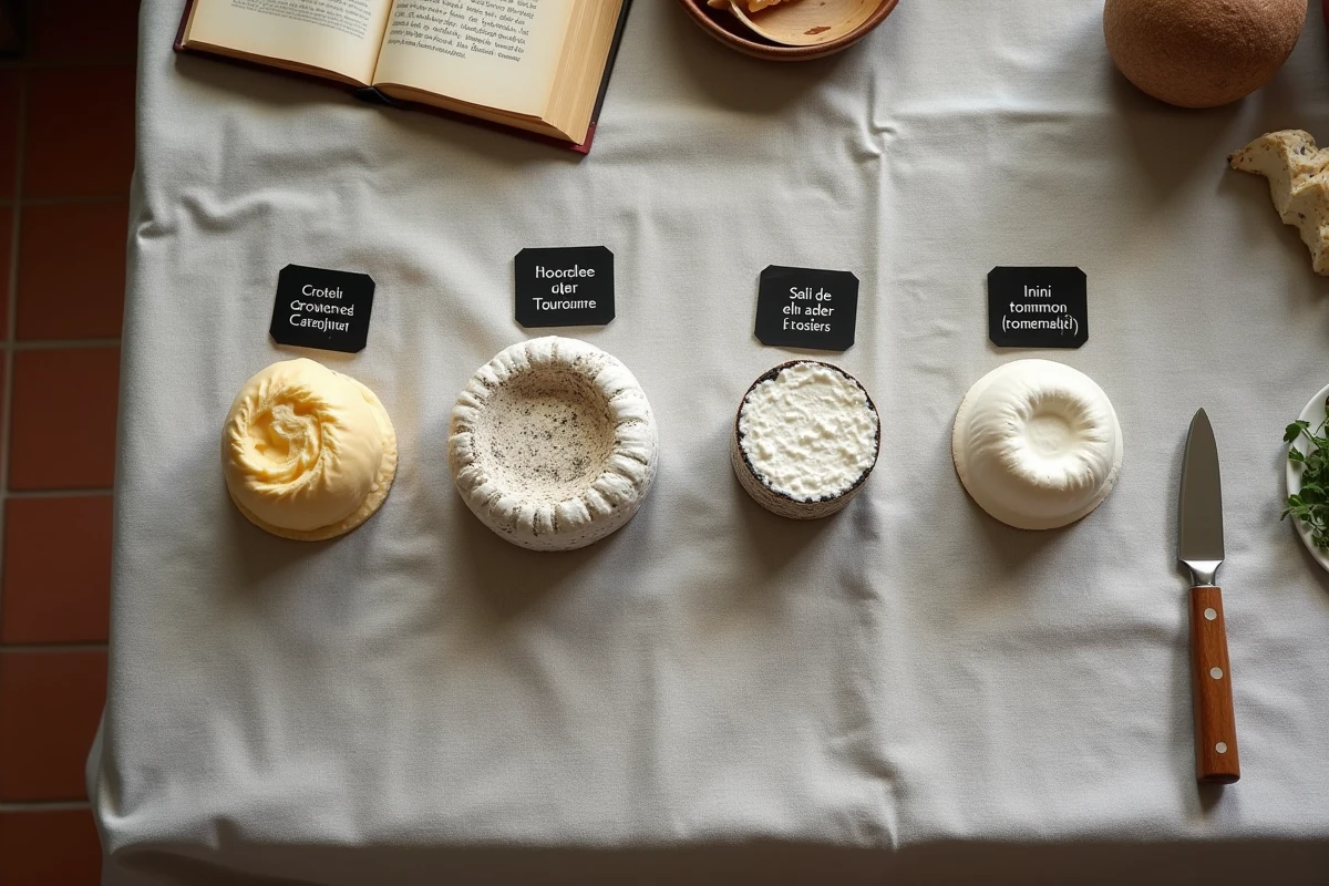 Comparaison côte à côte de quatre fromages de chèvre de Loire pour éviter les erreurs d'identification courantes