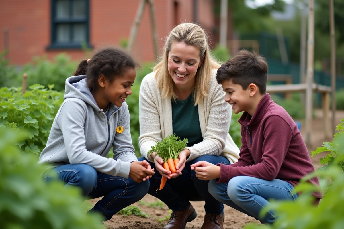 Professeure aidant des adolescents à examiner des carottes
