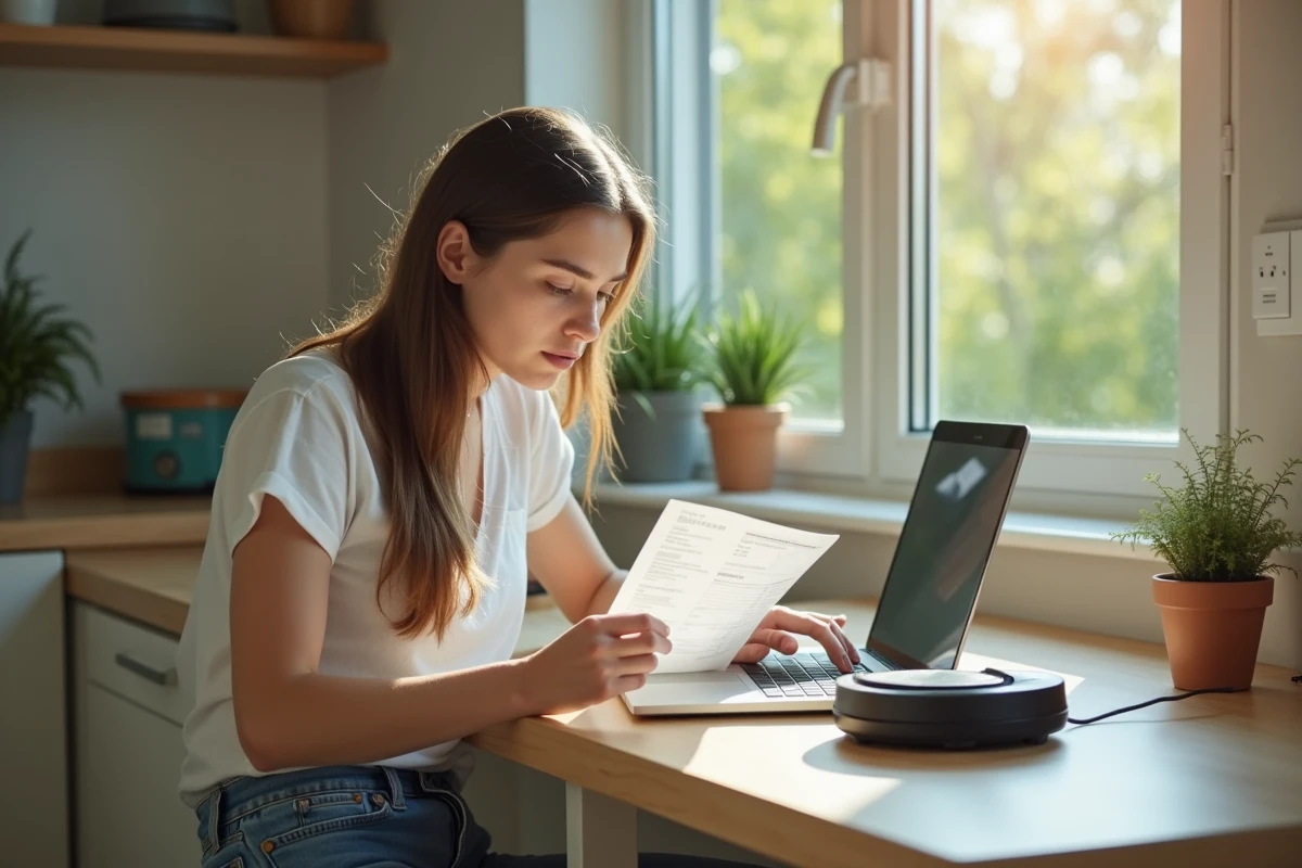 Femme regardant sa facture d