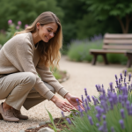 Femme dans un jardin de lavande en pleine floraison