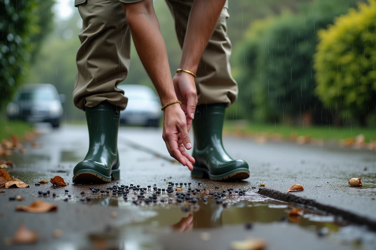 Homme inspectant de petits insectes près d