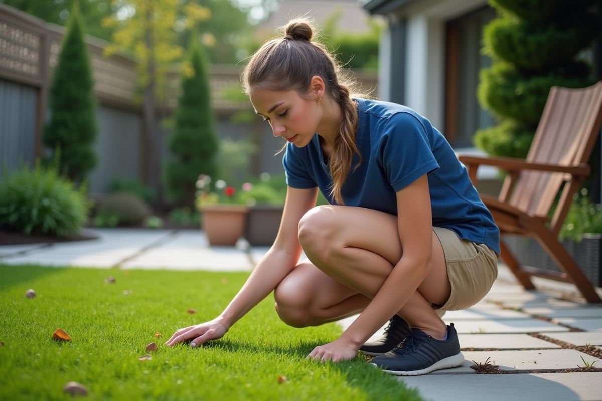 Jeune femme vérifiant la hauteur de l